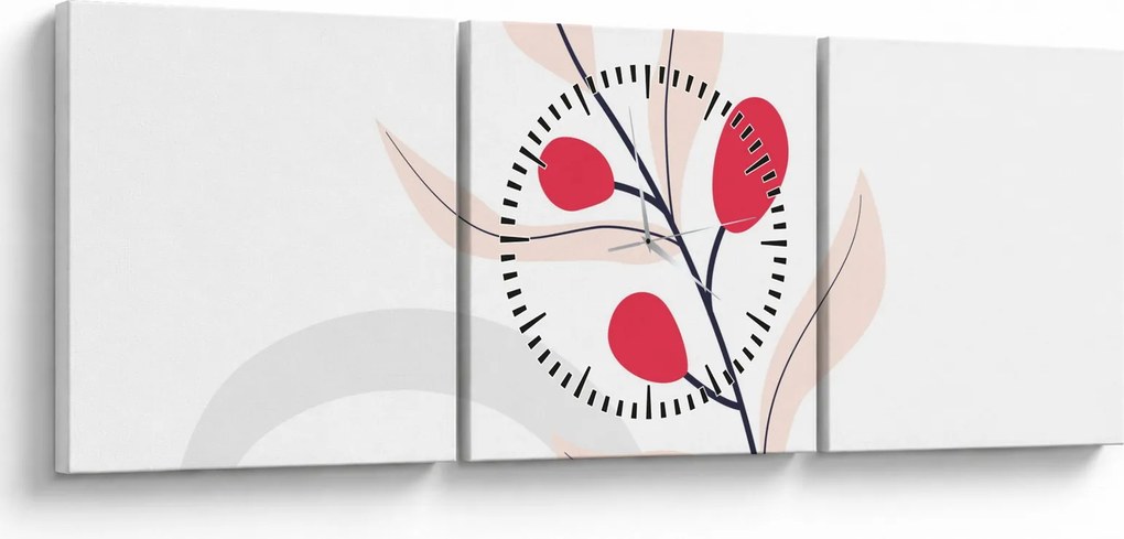 Obraz - Różowa abstrakcja kwiatowa N⁰3 (z zegarem) (90x30 cm)