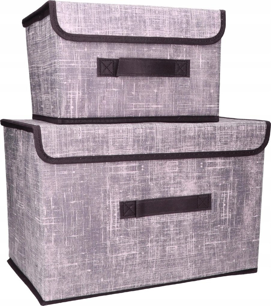 Organizery tekstylne granatowe 38x25x23 cm + 26x20x16cm komplet z pokrywami