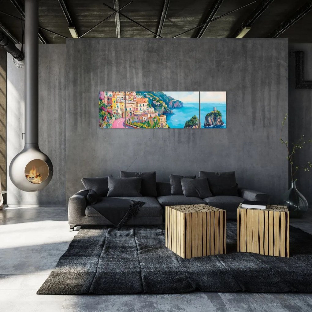 Obraz - Różowa droga przy wybrzeżu (170x50 cm)