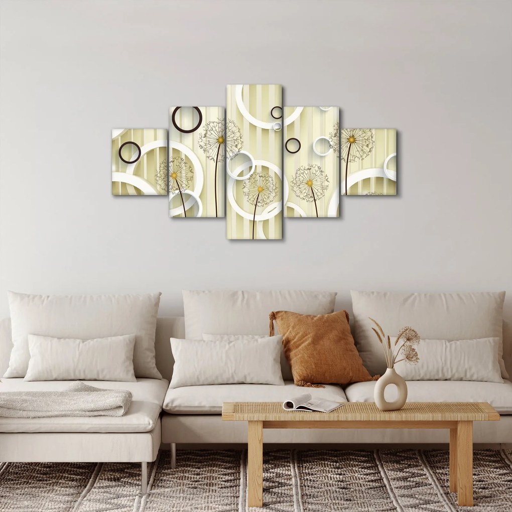 Abstrakcyjny obraz z dmuchawcami (125x70 cm)