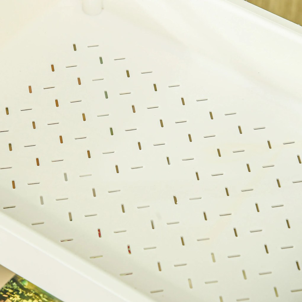 HOMCOM Wózek Kuchenny na Kółkach 3 Półki Koszyk Biały z Uchwytem | Aosom PL