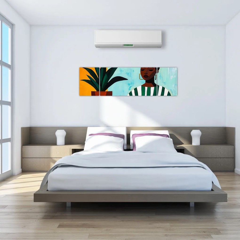 Obraz - Kobieta z kwiatem (170x50 cm)