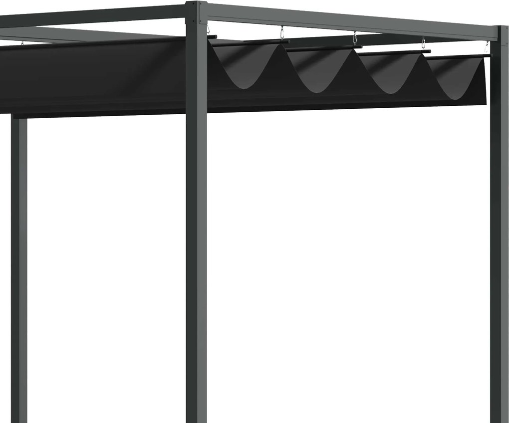 Outsunny Pergola dla ogrodu 281x193 cm, czarne i szare pergola metalowa z przesuwanym dachem | Aosom PL