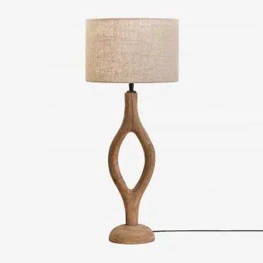 Lampa Stołowa Z Drewna Mango Gracia Drewno Mango & Jasny Piaskowy Brąz Ø30 Cm - ↑20 Cm Arlina - Sklum