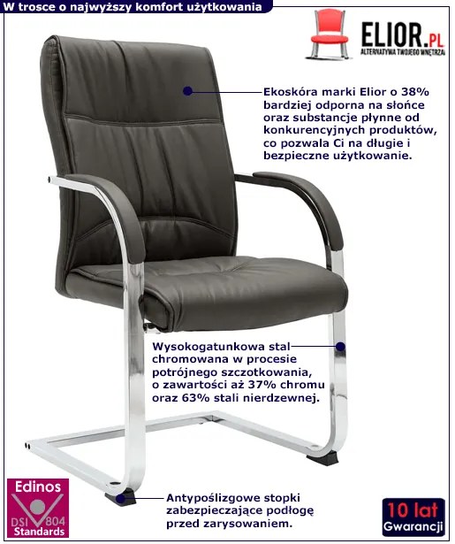 Szare ergonomiczne krzesło biurowe - Elasi 2X