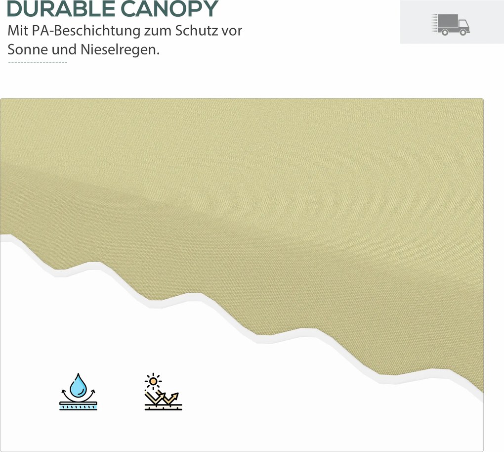 Outsunny Parasol ogrodowy, Parasol na bocznym maszcie, dekoracyjny brzeg, dach wentylacyjny, konstrukcja metalowa, 2,4x2,4x2,6m, Beżowy