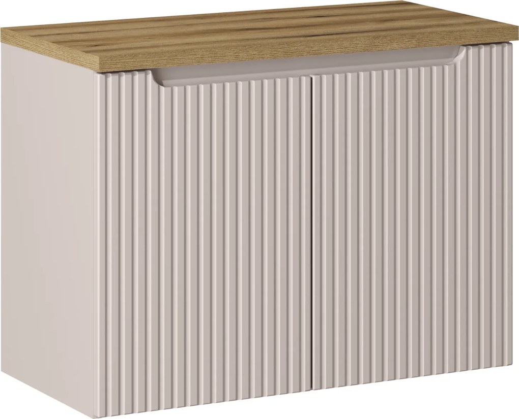 Szafka umywalkowa 2-drzwiowa Nova 80 cm z blatem, kaszmir mat/dąb coast evoke