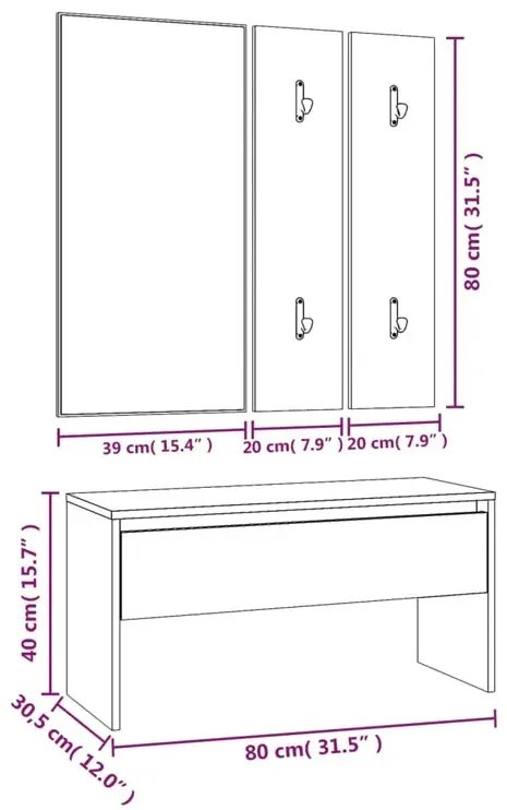 Minimalistyczny komplet mebli do przedpokoju beton R9-T79