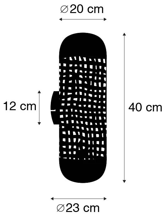 Winylowa lampa ścienna czarna z mosiądzem 20 cm 2-światłowa - KayleighPrzemysłowy Oswietlenie wewnetrzne