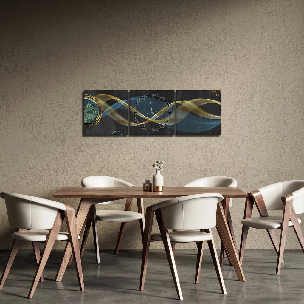 Obraz - Abstrakcja (z zegarem) (90x30 cm)