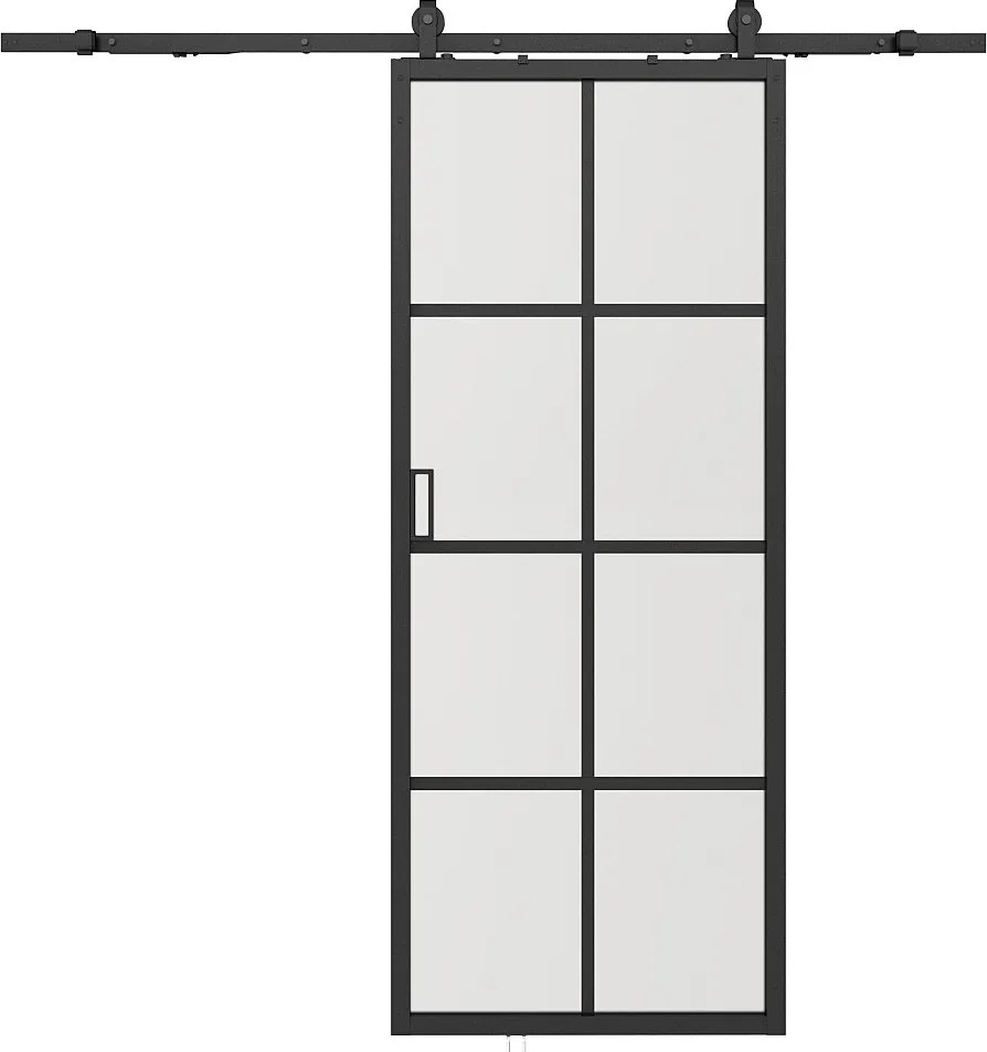 Drzwi przesuwne naścienne - aluminium i szkło hartowane - wys. 205 x szer. 63 cm - WILDEN II