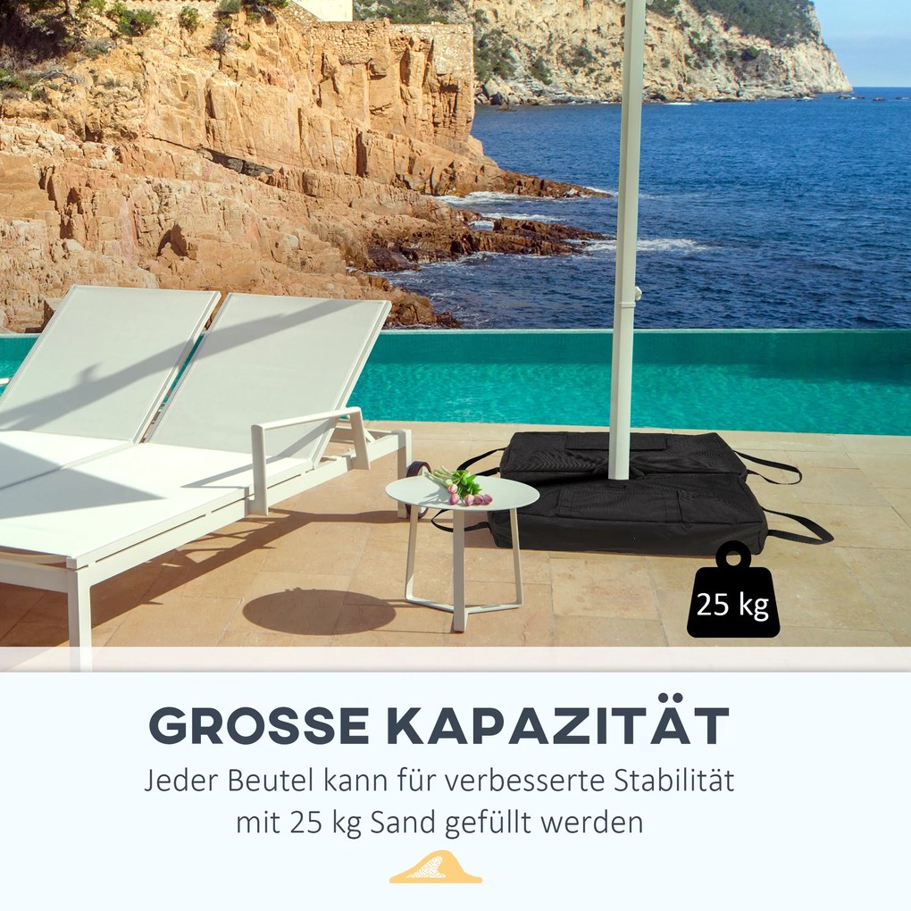 Outsunny Stojak Na Parasol 3-częściowy Czarny Z Worek Do Piasku Wytrzymały i Praktyczny Do Ogrodu | Aosom PL