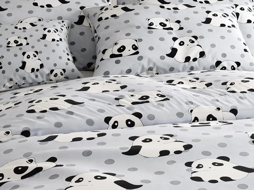PrzytulneMieszkanie.pl PrzytulneMieszkanie.pl Pościel z mikrowłókna PANDA szare Rozmiar pościeli: 70 x 90 cm | 140 x 200 cm