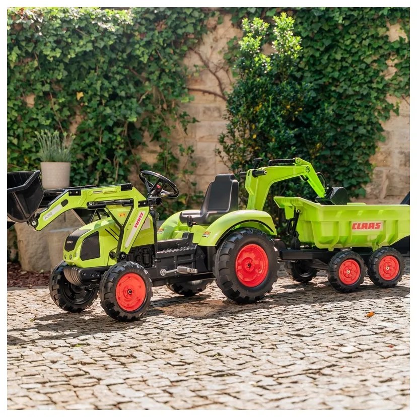 Falk traktor claas avec zielony na pedały z przyczepką od 3 lat