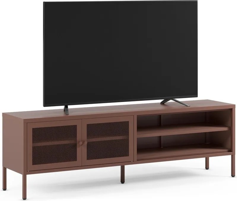 Bordowa metalowa szafka pod TV 160x50x35 cm Fayna – Marckeric