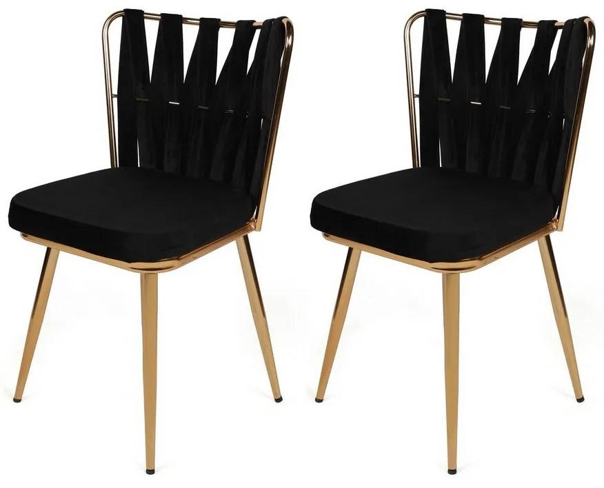 Zestaw krzeseł do jadalni Kusakli Black and Gold,2 szt., 2 szt.