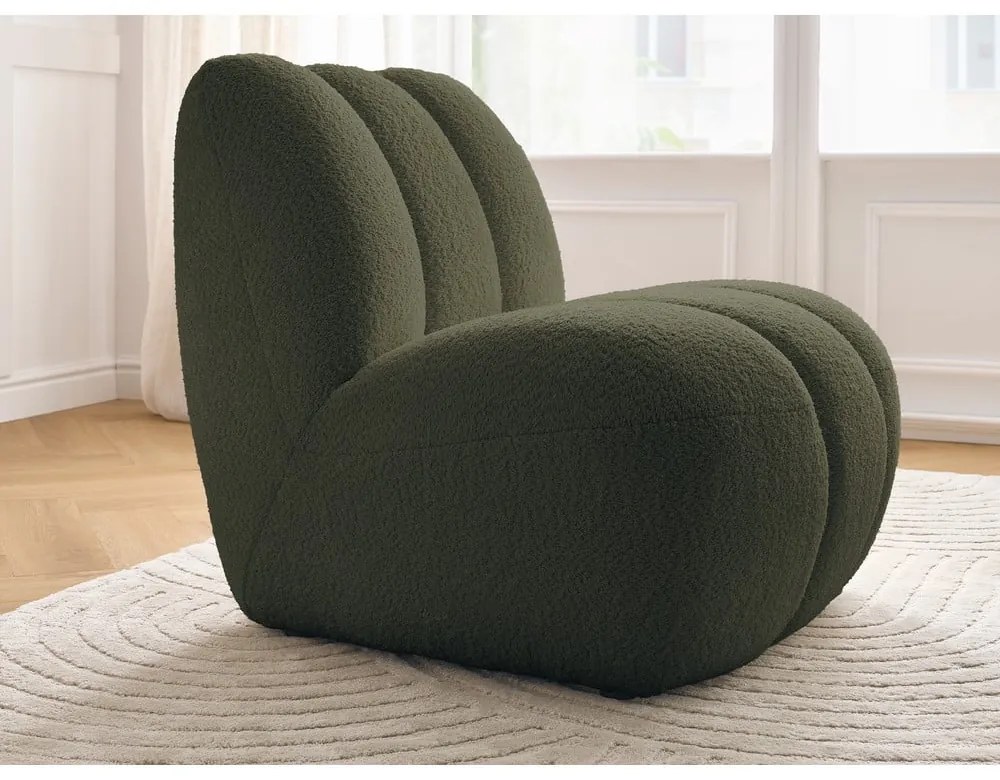 Zielony fotel z materiału bouclé Janissaire – Bobochic Paris