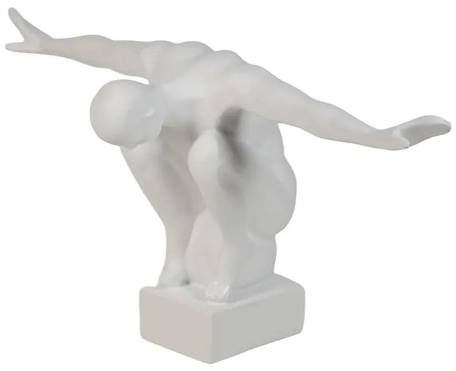 Dekoracja stołowa 19,5x16x38,5 cm żywica/biała