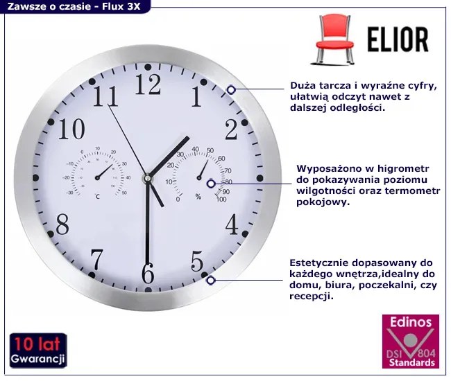 Okrągły biały zegar w klasycznym stylu 30 cm L2-P80