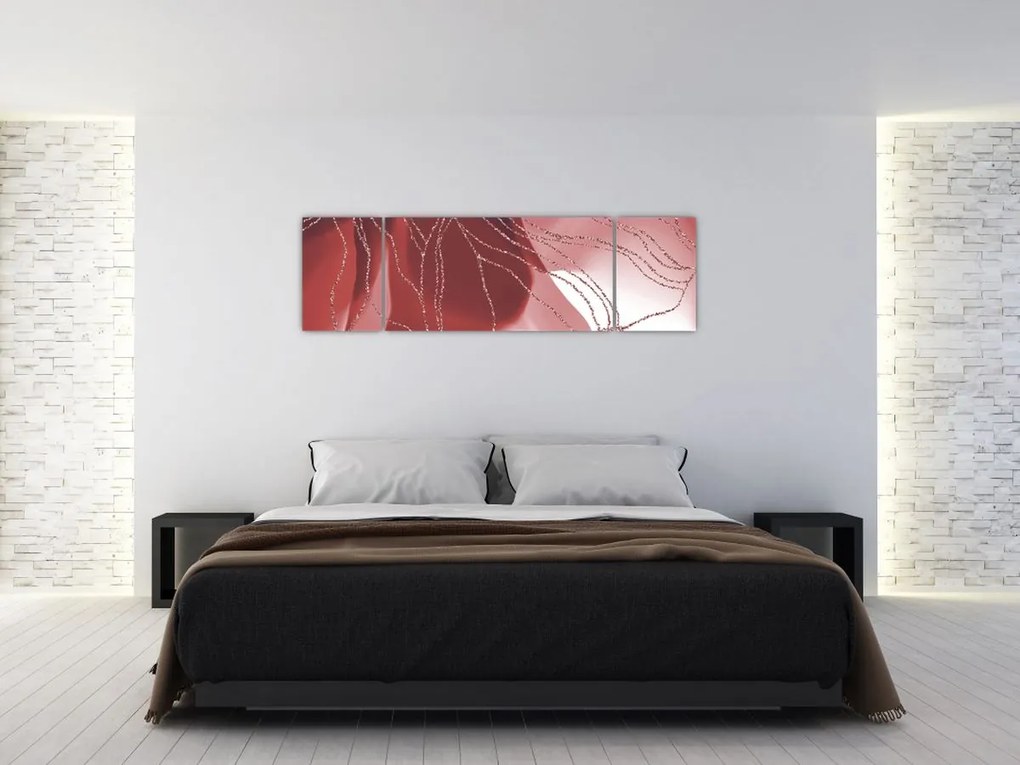 Obraz - Czerwony abstrakcyjny kwiat N⁰1 (170x50 cm)
