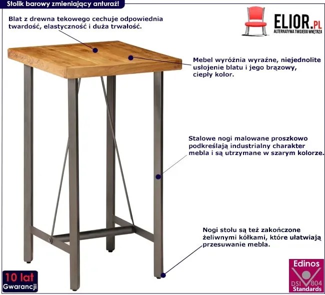 Stolik barowy z drewna tekowego Z2-D68