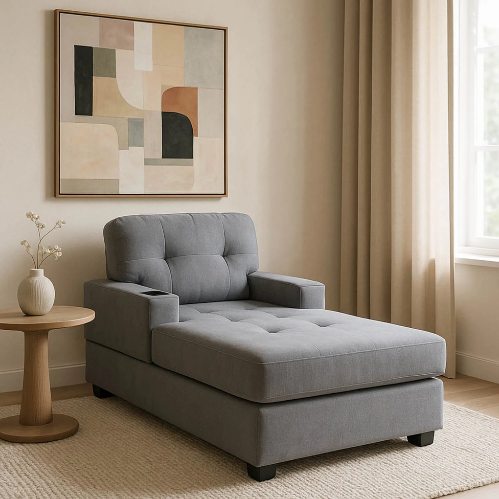 Fotel Wypoczynkowy Sofa NEO Szary Tapicerowany Nowoczesny