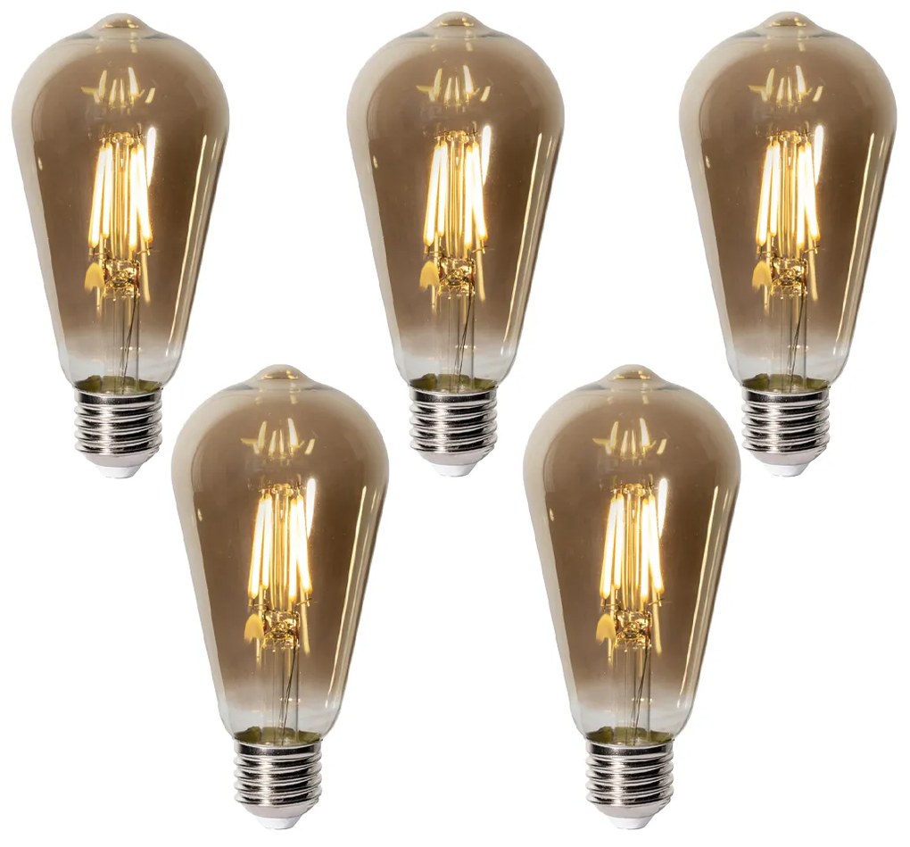 Zestaw 5 ściemnialnych żarówek LED E27 ST64 z przydymionego szkła 5W 450 lm 2700K