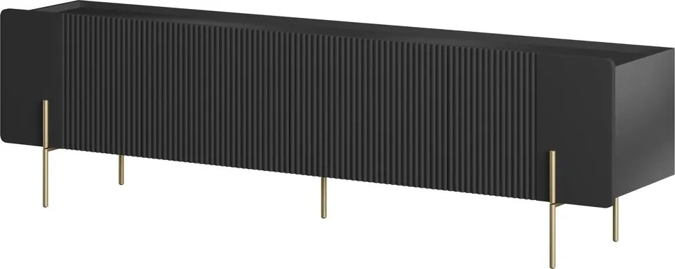 Szafka RTV Malmi 200 cm - czarny mat / złote nóżki