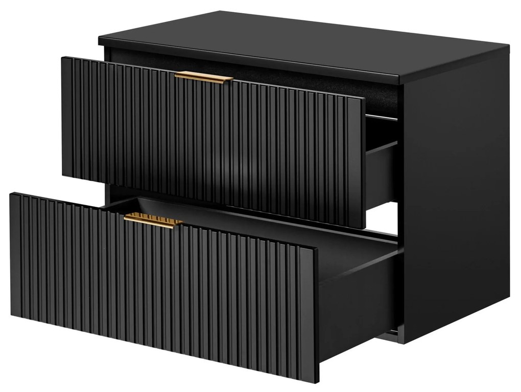 Szafka wisząca podumywalkowa czarna  mat 80 x 46 cm ASTROS Black z blatem