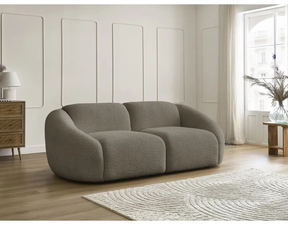 Szarobrązowa sofa z materiału bouclé 230 cm Tina – Bobochic Paris