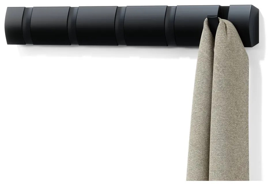 Czarny wieszak ścienny z drewna topolowego Flip – Umbra