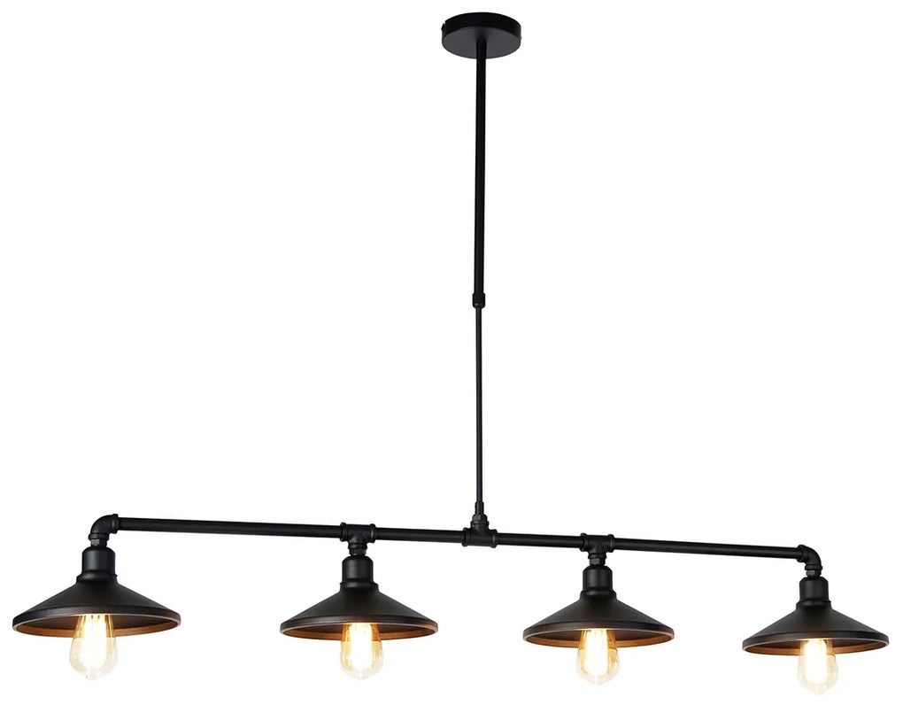 Industrialna lampa wisząca czarna - 4 Laser Rustykalny / Vintage Oswietlenie wewnetrzne