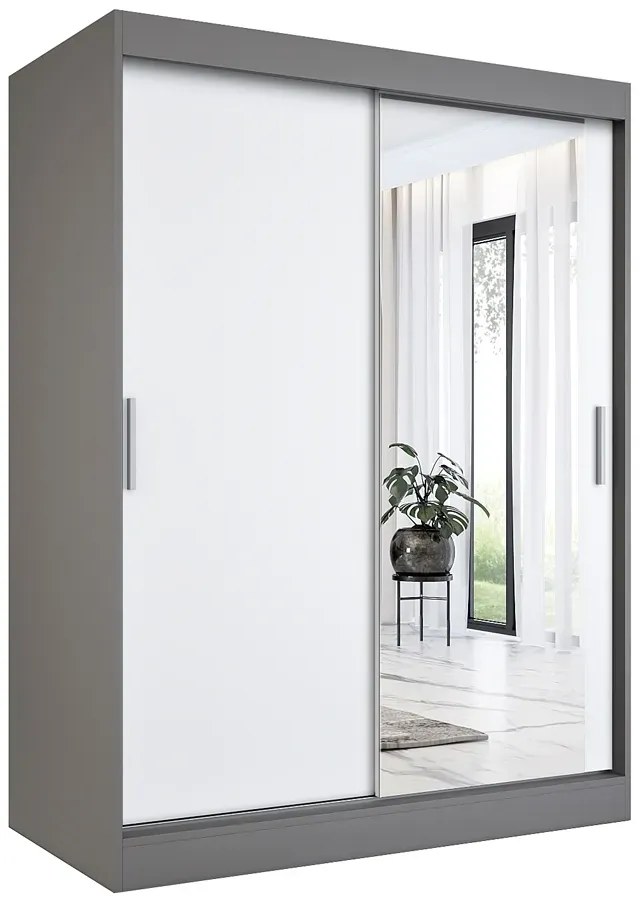Szafa przesuwna antracyt + biały 150 cm - Massi 4X