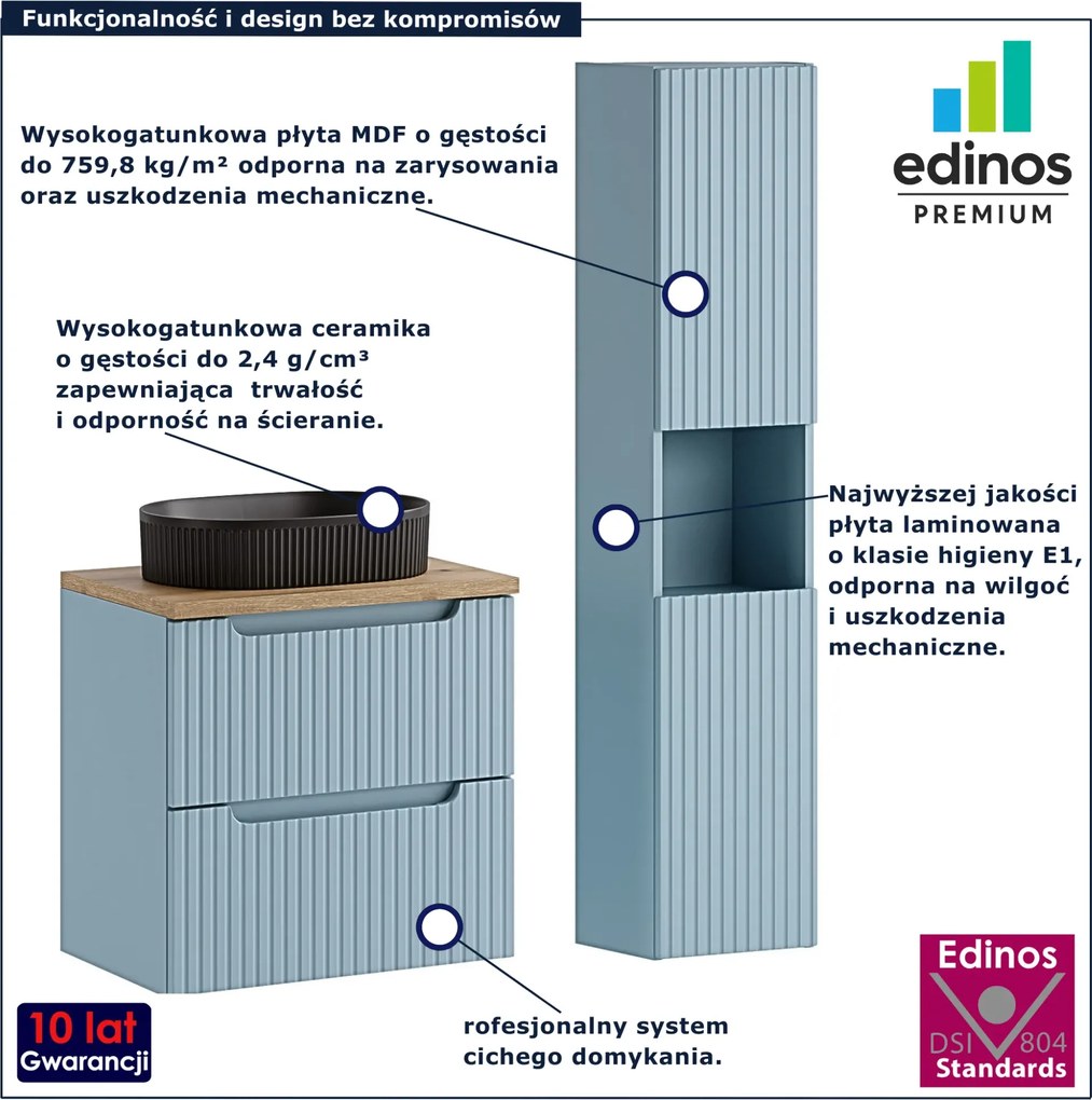 Niebieski zestaw mebli łazienkowych z umywalką F5-E64