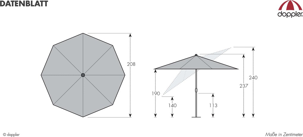 Doppler ACTIVE 210 cm bordowy