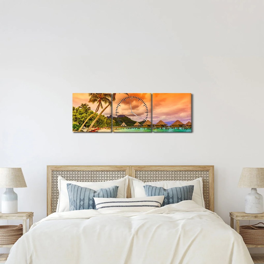 Obraz - Bora Bora Island (z zegarem) (90x30 cm)
