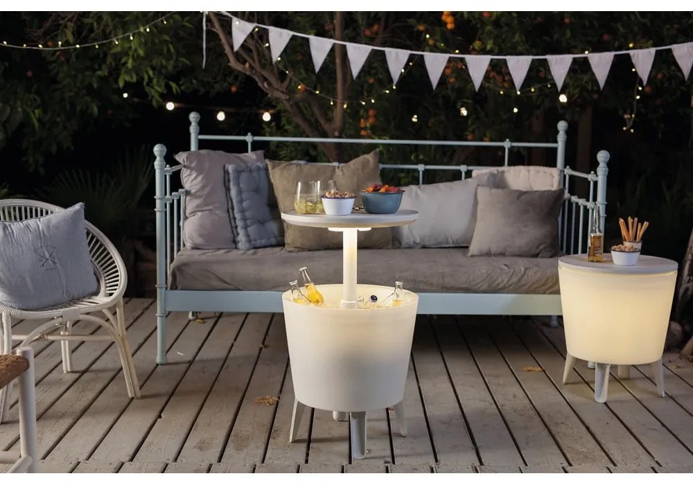 Okrągły stolik ogrodowy z pojemnikiem na lód 49.5x49.5 cm Illuminated cool – Keter