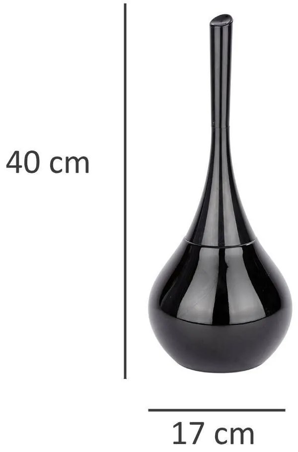 Zestaw: Pojemnik na szczotkę FLAKON BLACK + szczotka WC + zapasowa końcówka, WENKO