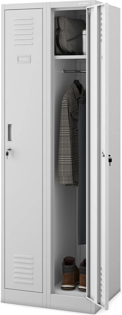 Dwudrzwiowa szafa BHP wąska 60x50x180 cm Kacper 2 szara