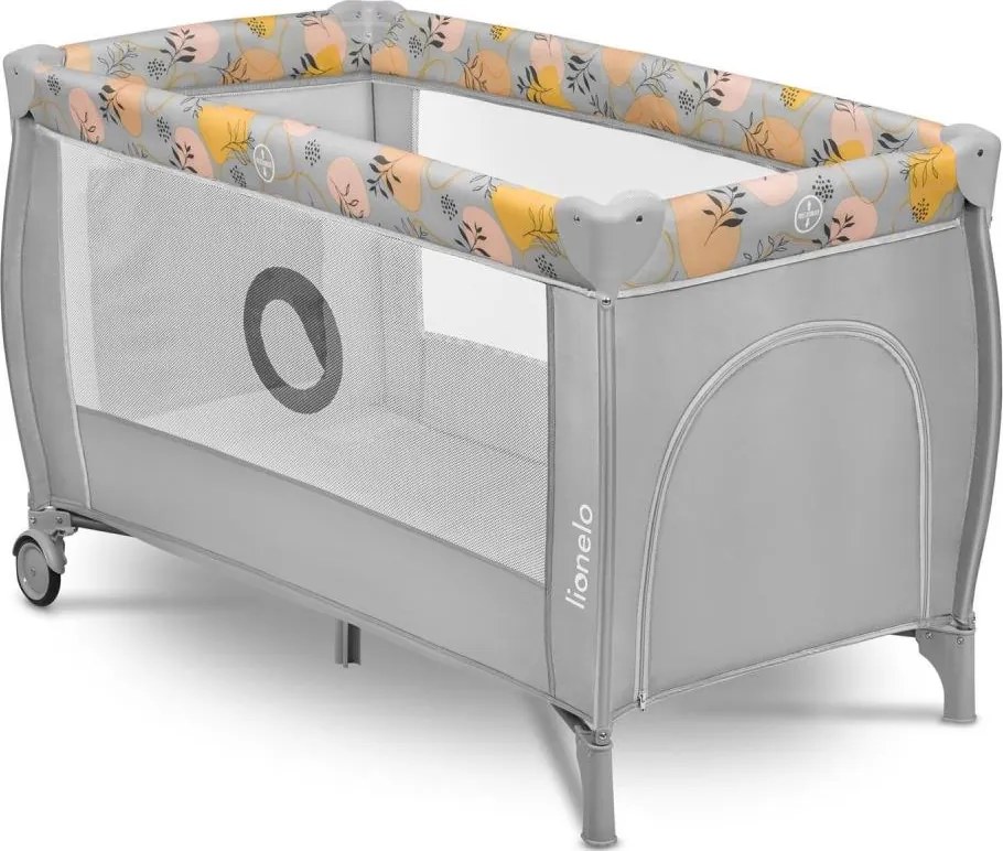 Lionelo - Łóżeczko turystyczne STEFI PLUS różowo-żółte