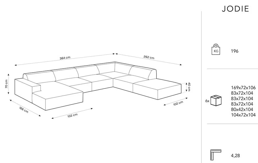 Beżowy narożnik (prawostronny) z materiału bouclé Jodie – Micadoni Home