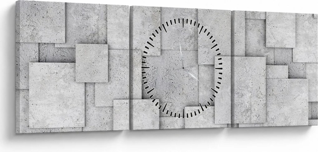 Obraz - Abstrakcja płytek betonowych (z zegarem) (90x30 cm)