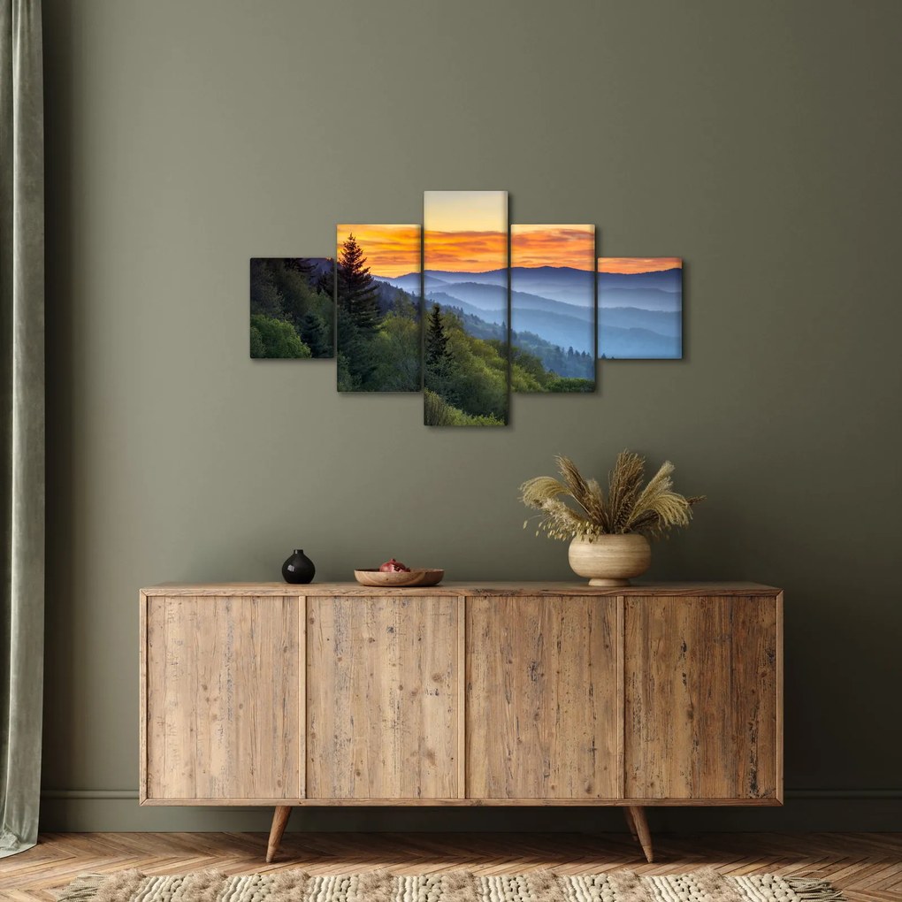 Obraz - Czerwone chmury w górach (125x70 cm)