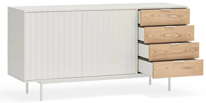 Biało-naturalna niska komoda w dekorze dębu 159x80 cm Sierra – Teulat