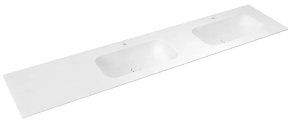 Biała umywalka podwójna z imitacji kamienia 220x51,5 cm Aruba – Sapho