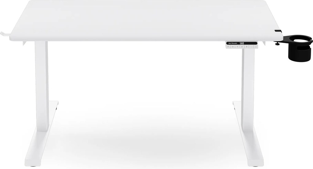 Biurko elektryczne z regulacją wysokości ergonomiczne białe,1200x600 mm: ARIA