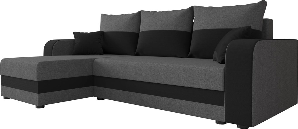 Rozkładana narożna sofa VALERIO 238x140 cm, ciemnoszara/antracytowa, uniwersalna + 2 poduszki GRATIS