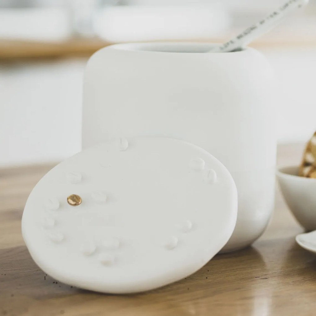 Biały porcelanowy pojemnik na kawę COFFEE BEANS