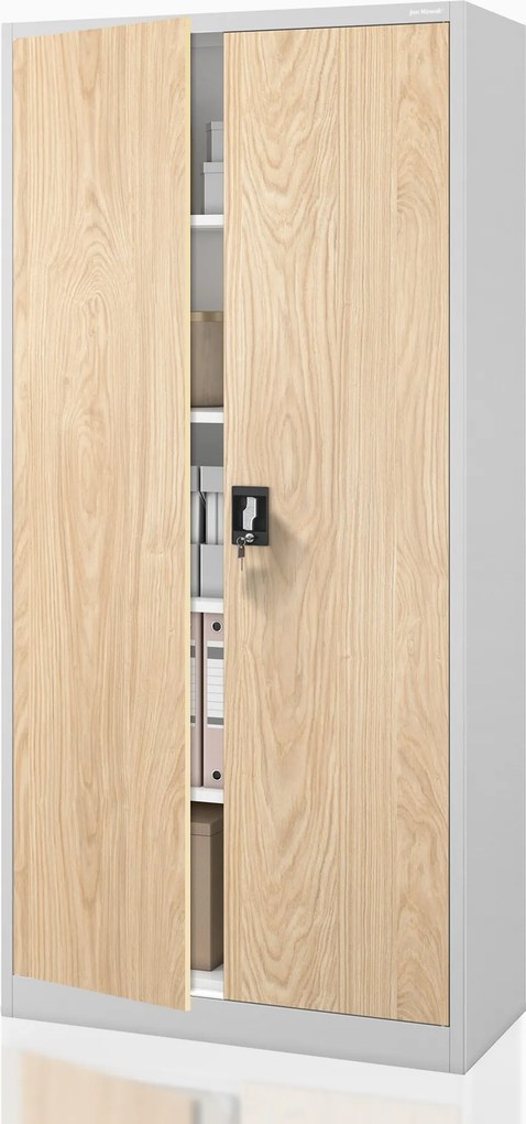 Szafa biurowa na dokumenty z 4 półkami szara/dąb sonoma, 900x1850x400 mm: JAN Eco Design