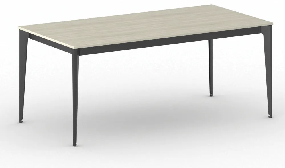 Stół konferencyjny do biura PRIMO ACTION, 180x90 cm, czarna podstawa, dąb naturalny